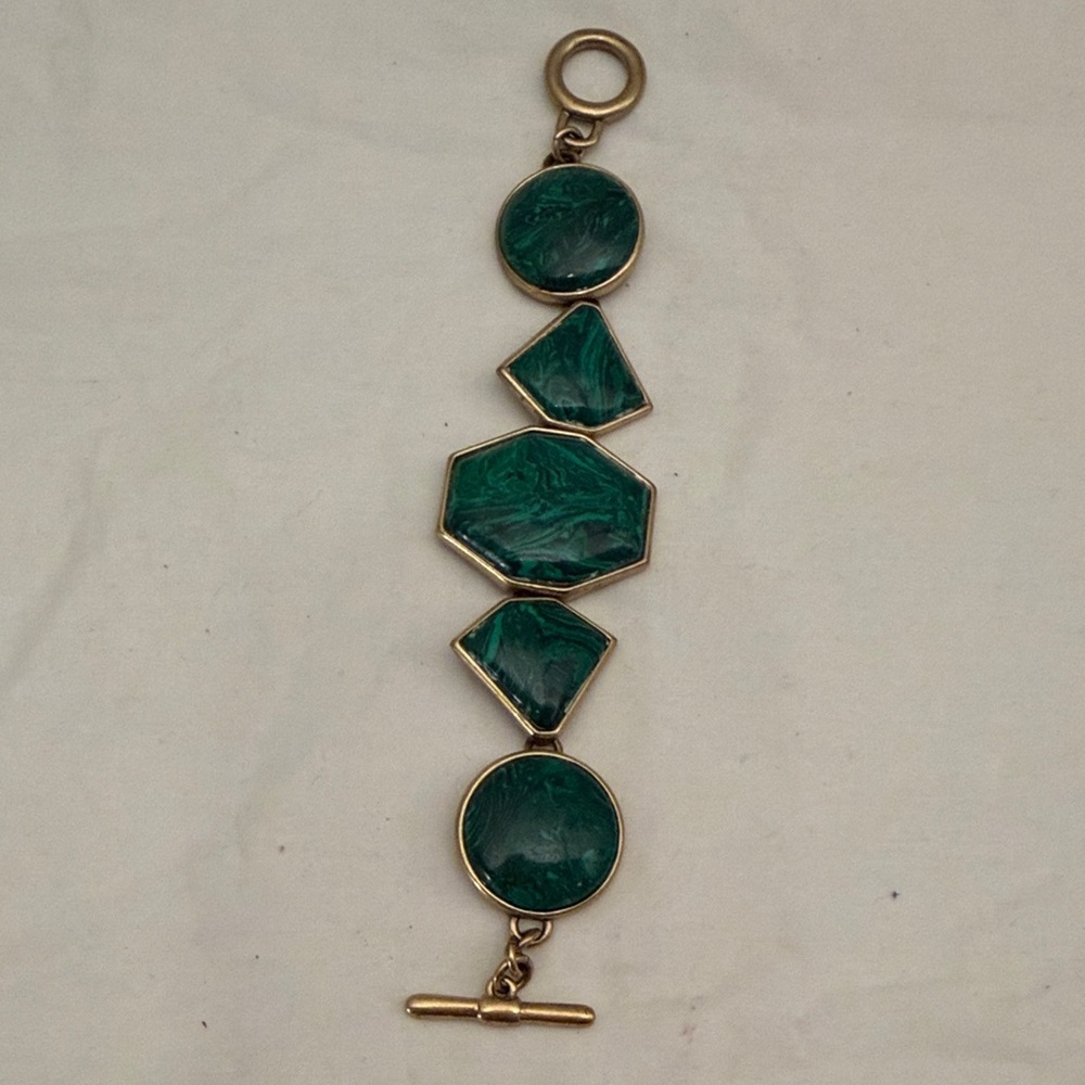 Green and Gold Plated Geometric Bracelet